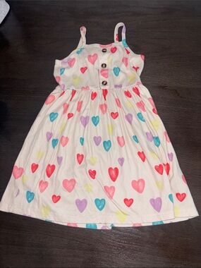 SHEIN White Sundress with Multicolor Heart Print